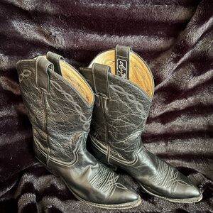 Larry Mahan Black Heeled Western Boots